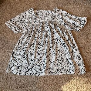 White and Black Animal Leopard Print Blouse - Women’s Size Small​